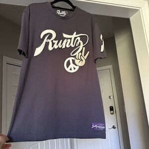 Peace Love Runtz Graphic Embroidered Grey T Shirt Runtz Worldwide Size Large